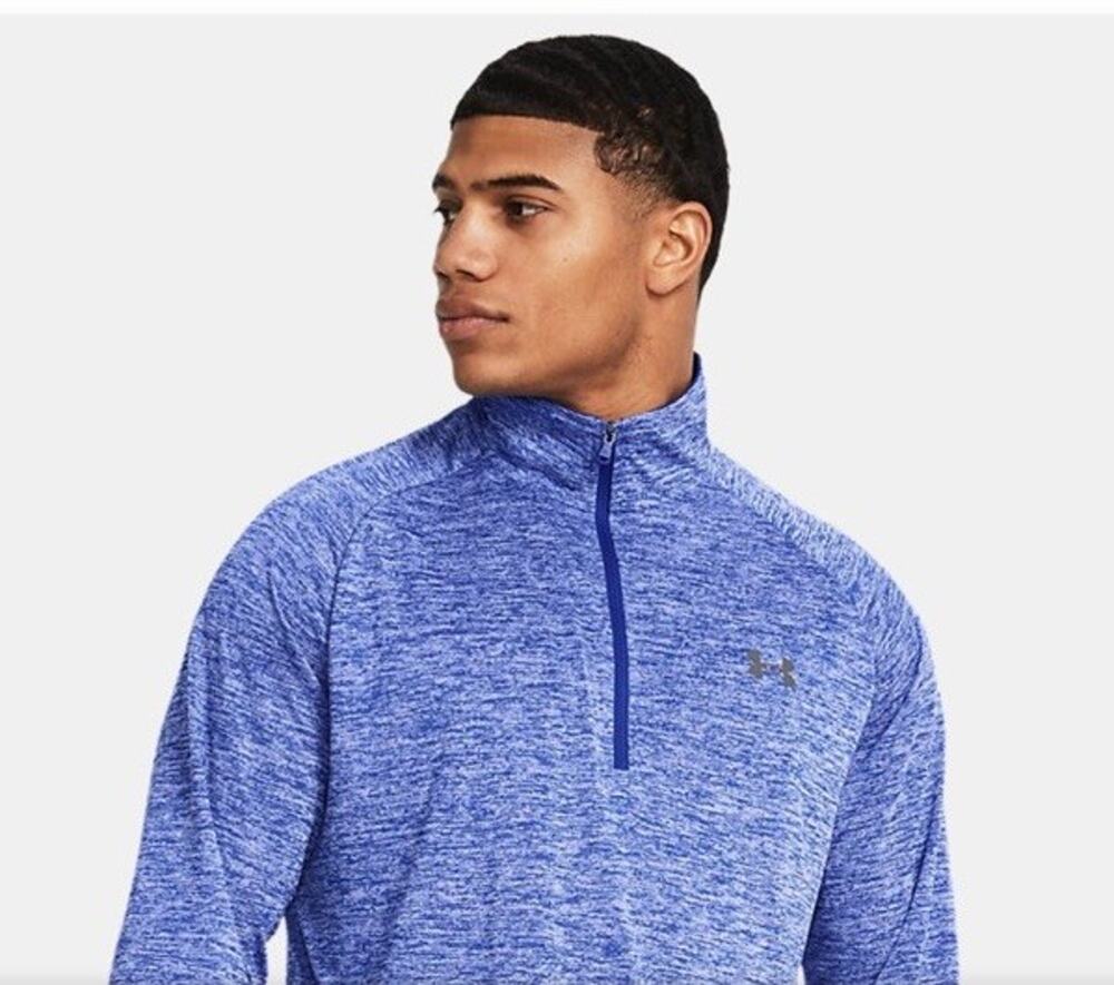 Under Armour 1328495 Men's Large UA Tech 2.0 1/2 Zip Shirt, Blue Long Sleeve Tee